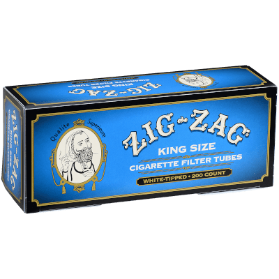 Zig Zag Cigarette Tubes King Size Blue (White Tips) 200 Ct. Box