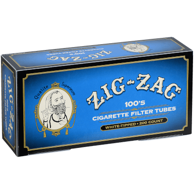 Zig Zag Cigarette Tubes 100mm Lt. Blue (White Tips) 200 Ct. Box