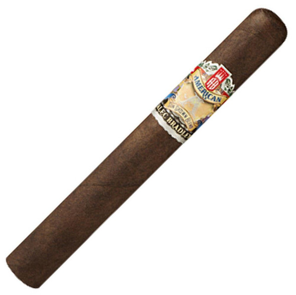 Alec Bradley Cigars American Sun Grown Toro 20Ct. Box, a single brown cigar with a colorful band featuring the Alec Bradley logo and branding.