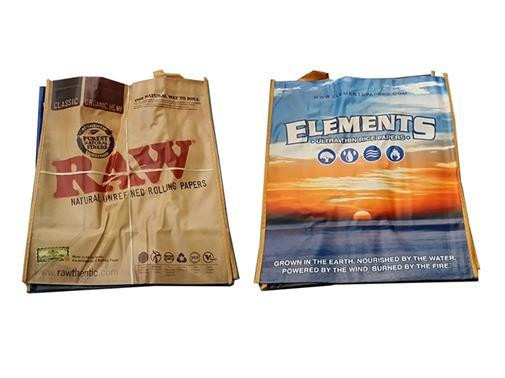 Bag Rolling Supreme Carry Promocional, colorful promotional reusable bags with printed graphics for marketing and shopping.