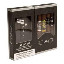 CAO Cigar Sampler Collection With Lighter, product packaging with cigars and a lighter included in the gift set