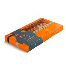 AVO Avo Cigar Sampler Robusto Assortment 8 Ct. Box, orange and black cigar sampler packaging with clear window displaying cigars inside.