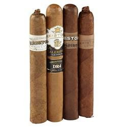 Kristoff Natural Sampler 4 Cigars, four cigars of varying shades from light to dark brown displayed upright.