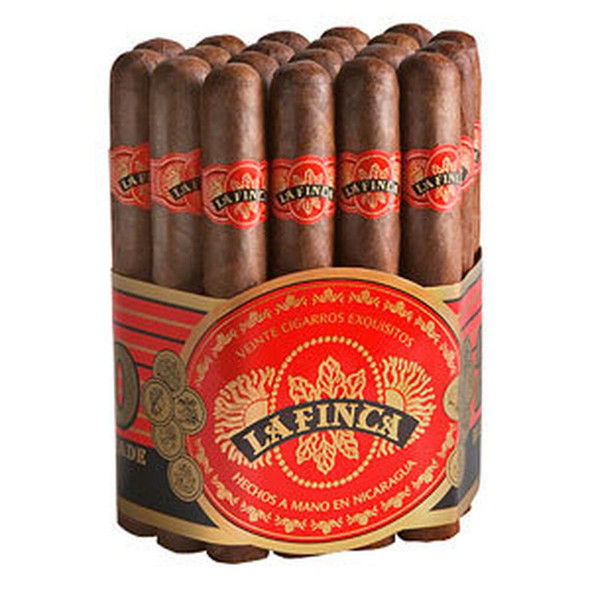 La Finca Robusto Black Cigars 20Ct. Bundle, a pack of 20 hand-rolled dark cigars with red and gold packaging and labels.