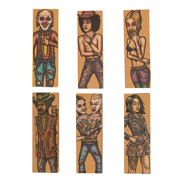 Lion Rolling Circus Unbleached 1 1/4" Rolling Papers, colorful illustrated character stickers with edgy and artistic designs.