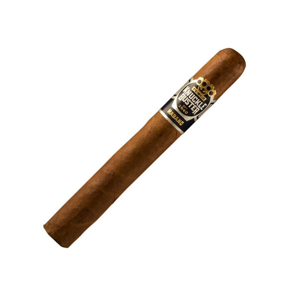 Punch Knuckle Buster Toro Cigars 25Ct. Box, close-up of a single cigar with a black and gold band against a white background.
