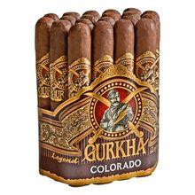 Gurkha Colorado Corona Gorda Cigars 20Ct. Bundle, box of cigars with detailed gold and red band design featuring the Gurkha logo and a scrollwork pattern.