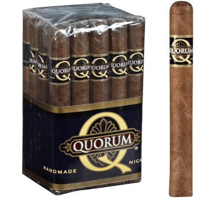 Quorum Corona Cigars 20 Ct. Bundle, a pack of 20 handmade Cuban cigars with brown wrappers in a transparent plastic wrap with black and gold packaging.