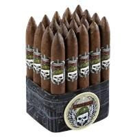Black Ops Maduro Torpedo Cigars Pack of 20, arranged in a black box with a maze design and a skull logo label.