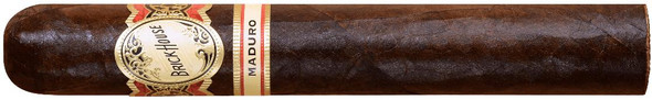 Brick House Maduro Mighty Mighty Cigars 25Ct. Box, a close-up image of a cigar with a dark brown wrapper and gold, red, and white band.