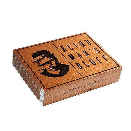 Caldwell Blind Man's Bluff Toro Cigars 20Ct. Box, wooden cigar box with a portrait illustration and bold text logo.