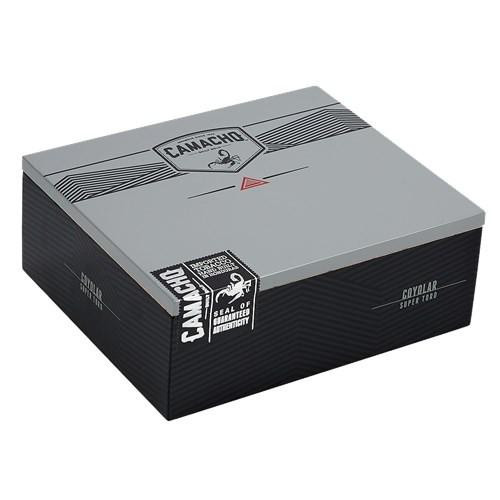 Camacho Coyolar Super Toro Cigars 25Ct, a rectangular box with black and silver design containing 25 cigars.