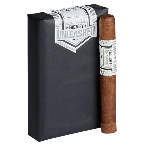 Camacho Factory Unleashed Toro Pack of 10 Cigars, a cigar with a dark wrapper and white themed packaging label.