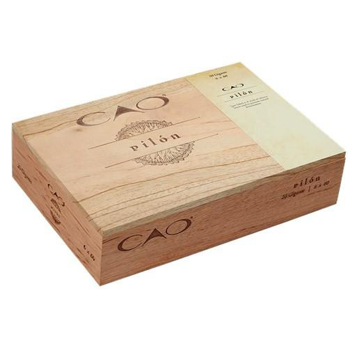 CAO Pilon Gigante Cigars 20Ct. Box, wooden cigar box with CAO Pilon branding and light wood finish.