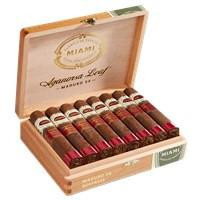 Casa Fernandez Aganorsa Leaf Maduro Robusto Extra Cigars 15Ct. Box, open cigar box displaying a row of beautifully crafted Maduro cigars with red and gold bands.