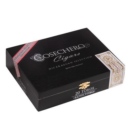 Cosechero Connecticut Toro Cigars 20Ct.Box, black rectangular cigar box with silver and gold branding and a red seal on the top left corner.