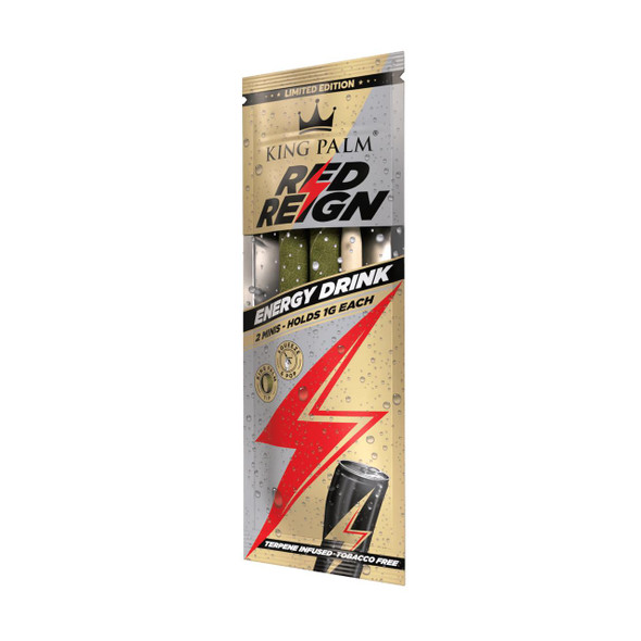 King Palm Wraps King Palm Red Reign Minis Rolls 20/2Pk, a package of mini rolls with energy-boosting features and terpene infusion, tobacco-free.