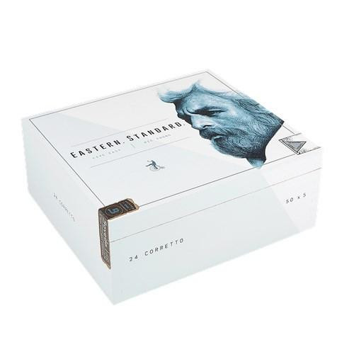 Caldwell Collection Eastern Standard Cigars 24Ct. Box, white packaging with a side profile illustration of a bearded man's face and the text 'Eastern Standard' on top.