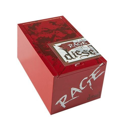 Diesel Rage Double Toro Cigars 16Ct. Box, red packaging with bold silver and white text and graphic design.