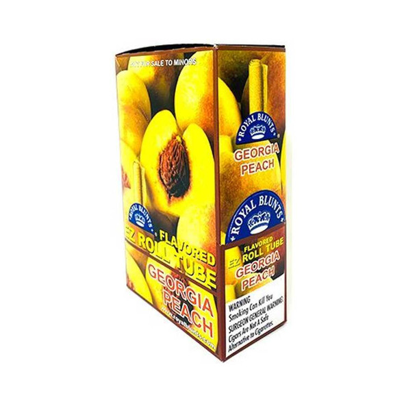 Royal Blunts EZ Roll Wraps Tubes Georgia Peach 25Ct, package of flavored rolling tubes with Georgia Peach design and bright yellow color.