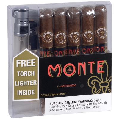 Montecristo Monte Toro With Torch Lighter 5 Ct. Box 6.00X52