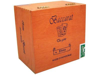 Baccarat Cigars Bonitas Natural 60 Ct. Box 4.50X32, wooden cigar box with Baccarat branding and a green certification stamp, made in Honduras.