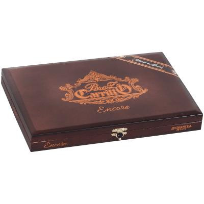 E.P Carrillo Cigars EP Carrillo Encore Cigars Valientes 10 Ct. Box, a wooden cigar box with a gold embossed logo and elegant design.
