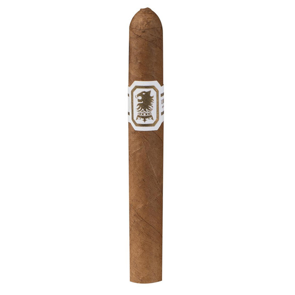Undercrown Cigars Connecticut Shade Coronets 5/10 Tins 4.00X32, a single cigar with a brown wrapper and a white band featuring a black lion emblem.