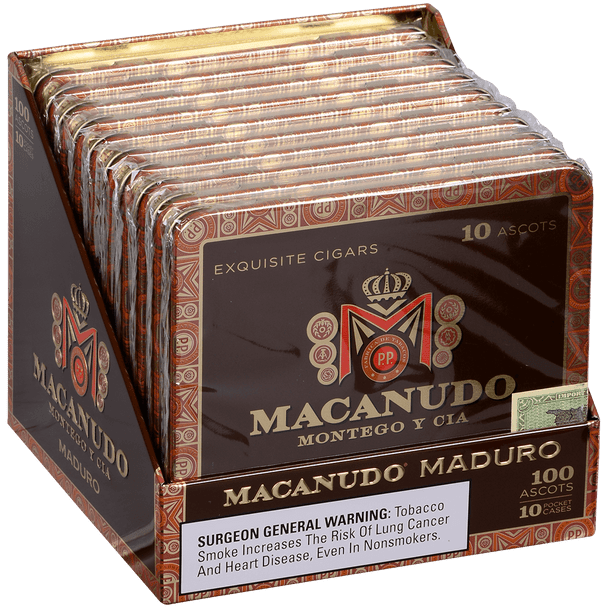 Macanudo Cigars Maduro Ascots 10/10 Tins 4.19X32