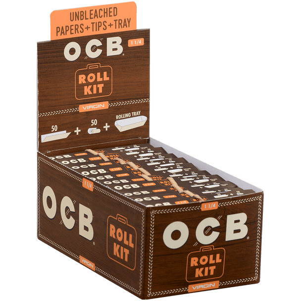 OCB Cigars Unbleached Virgin Papers 1 �� Roll Kit 20 Ct. Box
