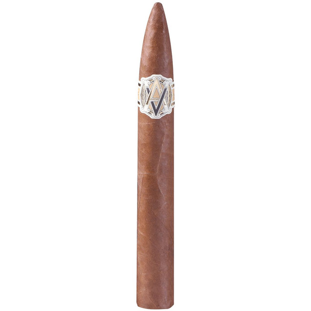 AVO Cigars Classic Piramides 20 Ct. Box 7.00X36/54, a single brown pyramid-shaped cigar with a detailed white and black band featuring the AVO logo.