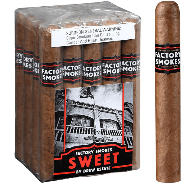 Factory Smokes Cigars Sweets Toro 20 Ct. Bundle, packaging of premium handmade cigars with a black, red, and white label design.
