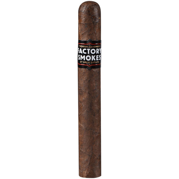 Factory Smokes Cigars Maduro Toro 25 Ct. Bundle 6.00x52, close-up of a premium handmade cigar with a black and red label.