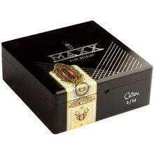 Alec Bradley Cigars MAXX Fixx 20Ct. Box, black rectangular cigar box with gold and white design and a transparent seal with a gold emblem on top