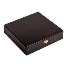 Alec Bradley Cigars Tempus Magistri 20 Ct. Box, closed dark wooden cigar box with gold logo and branding.
