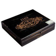1502 Cigars Emerald Toro Box Pressed 20Ct, black cigar box with gold detailing and logo.