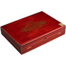 1502 Cigars Ruby Torpedo Box Pressed 20Ct, a luxurious wooden cigar box with a rich red finish and gold embossed logo design.