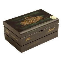 1502 Cigars Emerald Corona Box Pressed 25Ct, closed black cigar box with gold accents and intricate design, containing 25 premium cigars.