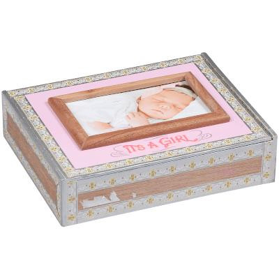 Alec Bradley Cigars It's A Girl Toro 20 Ct. Box, a decorative wooden box with a photo of a sleeping newborn baby and pink text reading It's A Girl.