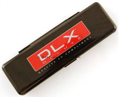 DLX Dlx Papers Mini Tin, rectangular metal container with red and black design for rolling papers.