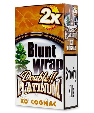 National Almond Honey Double Platinum Blunt Wraps XO Cognac, product packaging featuring branding and flavor details.