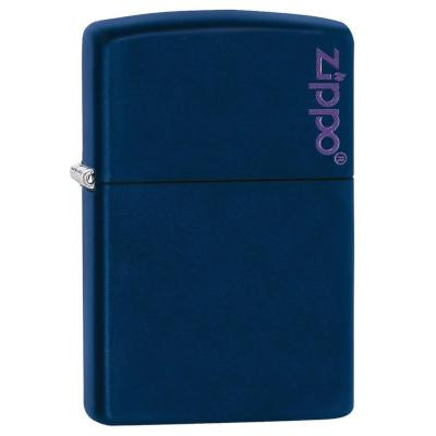Zippo Matte W/ Zippo Logo, blue matte finish lighter with Zippo branding on the upper right corner.