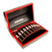 Cohiba Royale Gran Royale Cigars 10Ct. Box, open red box displaying 10 premium cigars with white and silver bands inside
