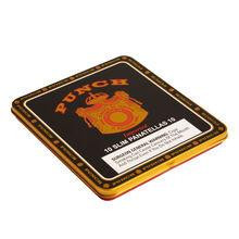 Punch Slim Panatelas Cigars, a tin container of 10 slim cigars with black and gold packaging featuring the Punch logo and branding.