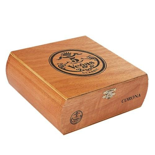 5 Vegas Classic Corona Cigars 25 Ct. Box, wooden cigar box with 5 Vegas logo and 'Corona' label on the side.