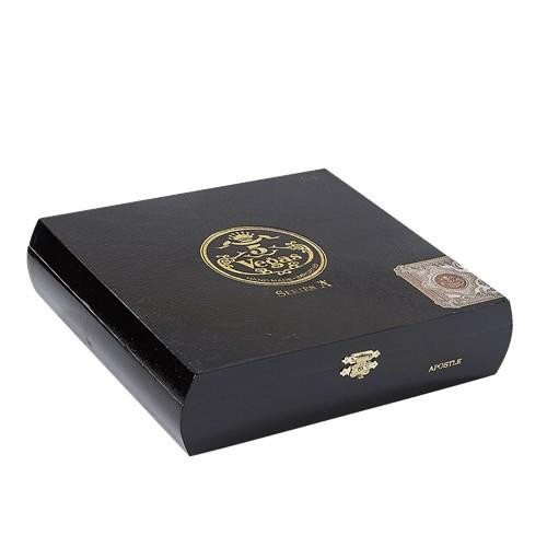 5 Vegas Series 'A' Apostle Cigars 20 Ct. Box, black cigars box with gold emblem and seal, brand logo on top and side.