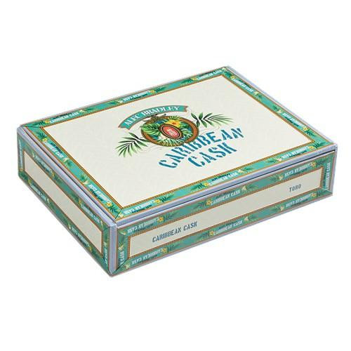 Alec Bradley Caribbean Cask Toro Cigars 20Ct. Box, rectangular cigar box with tropical-themed design and branding.