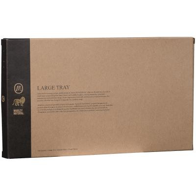 Marley Natural Black Walnut Wood Large Rolling Tray, rectangular tray with natural wood finish and black edges