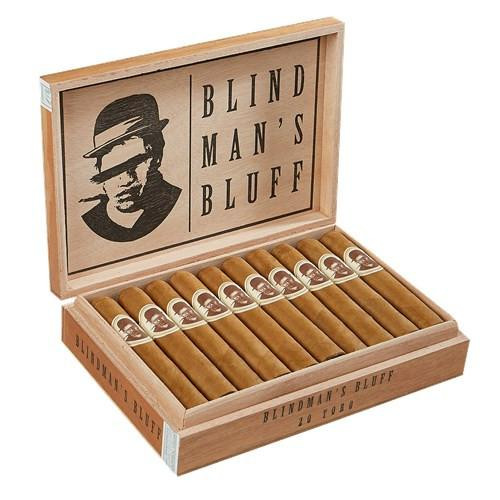 Caldwell Blind Man's Bluff Connecticut Toro Cigars 20Ct. Box, a wooden cigar box containing 20 cigars with the Blind Man's Bluff logo and branding.