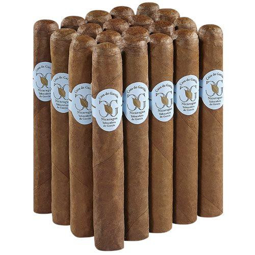 Altadis Casa de Garcia Nicaragua Robusto Cigars 20Ct. Pack, neatly arranged in multiple rows showcasing their brown wrappers with the branded blue and white label.
